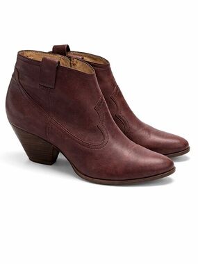 Frye Paulina Artisan Ankle Zip Bootie in a reddish-brown color size 9.5